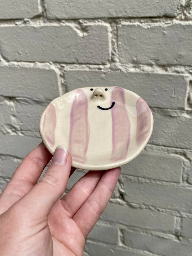 purple stripe trinket tray