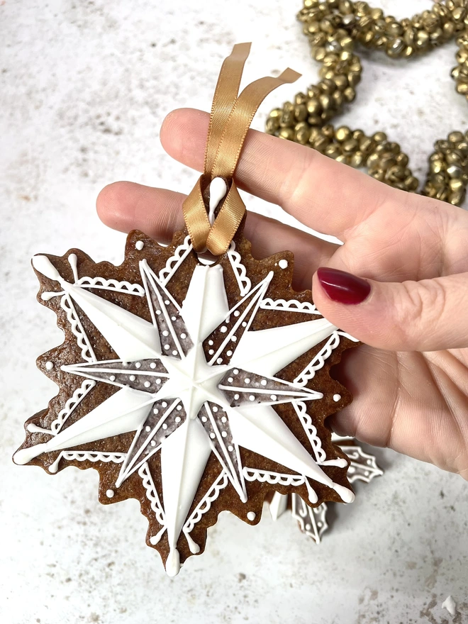 Christmas snowflake gingerbread biscuit