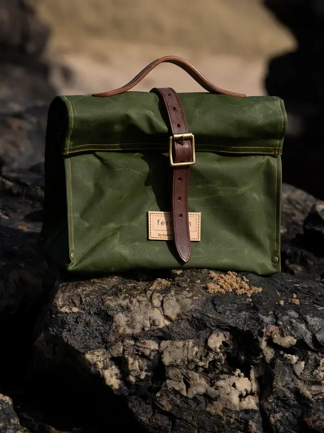 waxed cotton lunch bag