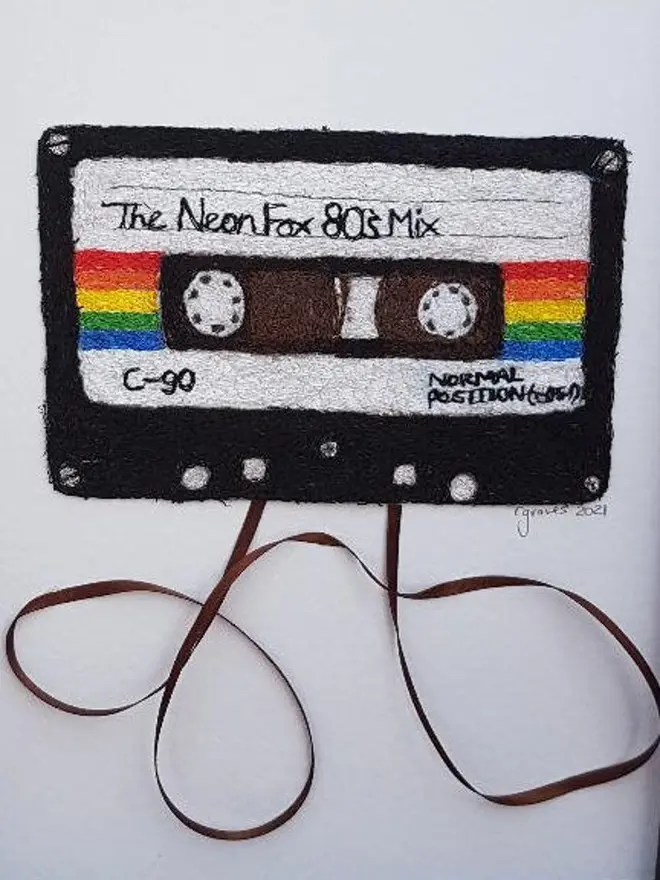 Personalised Mix Tape Cassette Embroidery Art
