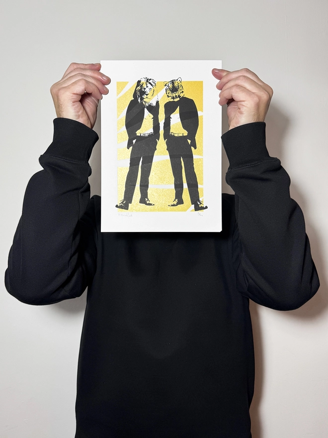 Golden Cats - Screen Printed Poster - A4 Size - Main image