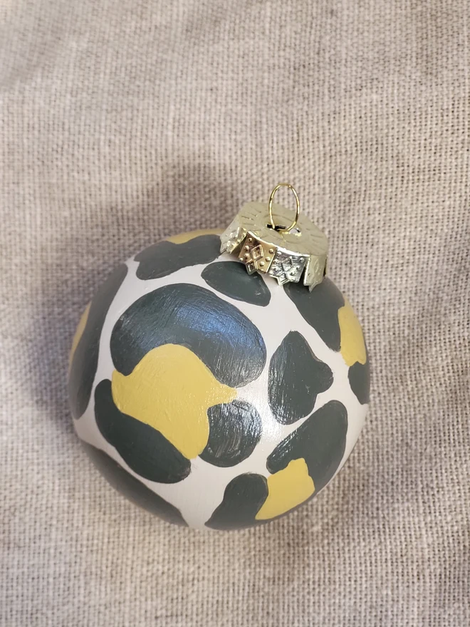 Taupe bauble with leopard print