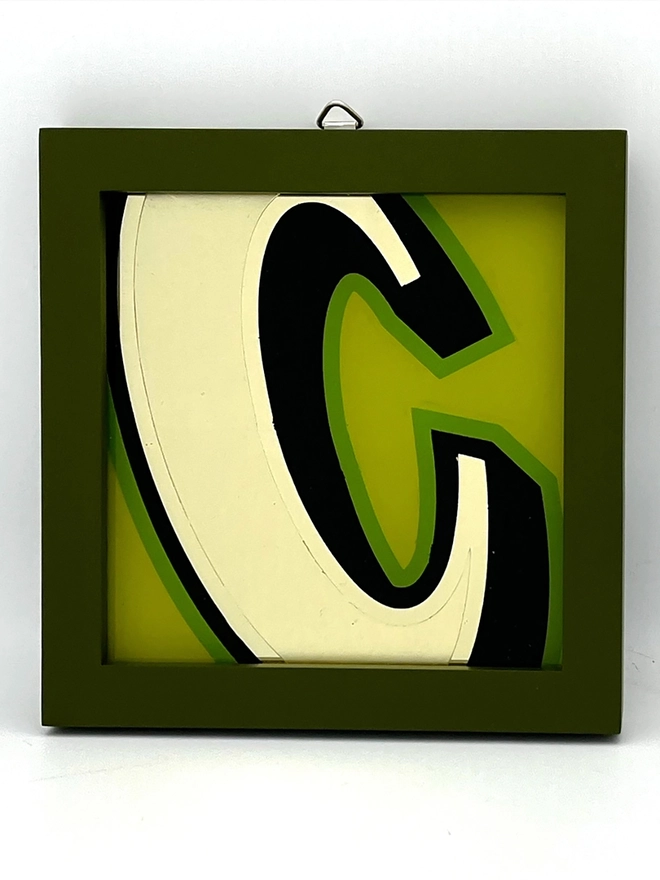 Gold leaf letters framed