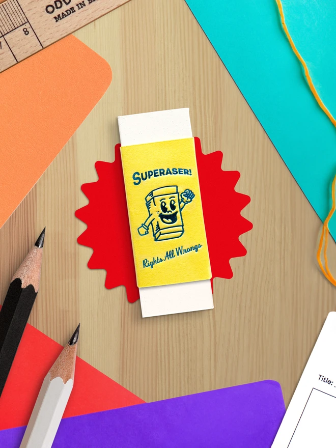 Superaser Eraser, Shiny Foil Printed Rubber Eraser