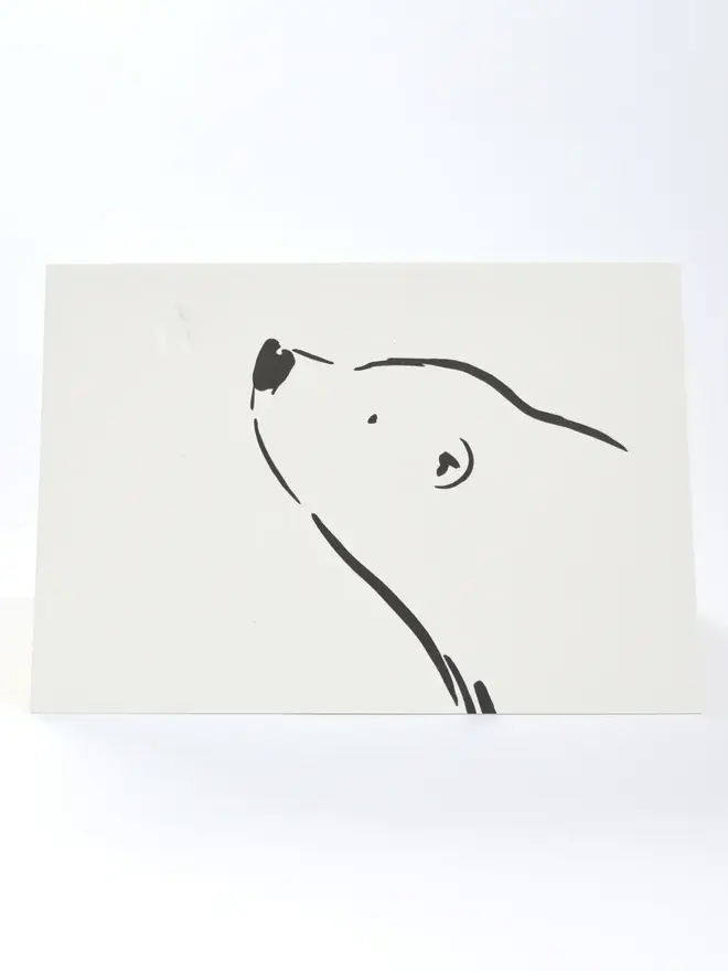 Letterpress Printed Polar Bear & Star. Black print on white background. 