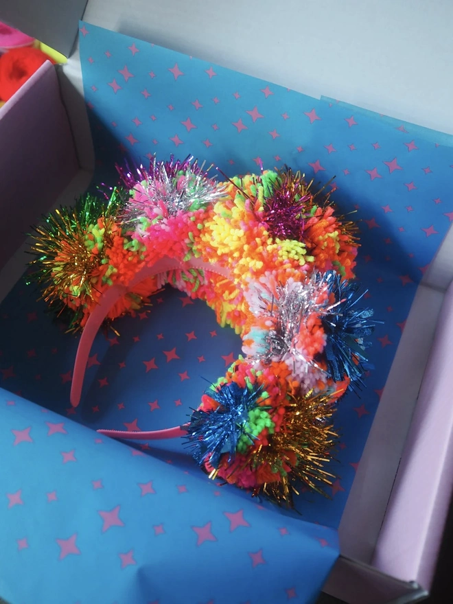 Tinsel Pom Pom Headband
