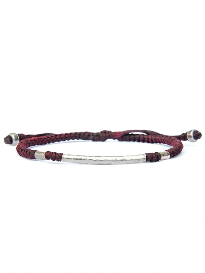 red cord and silver viking bracelet