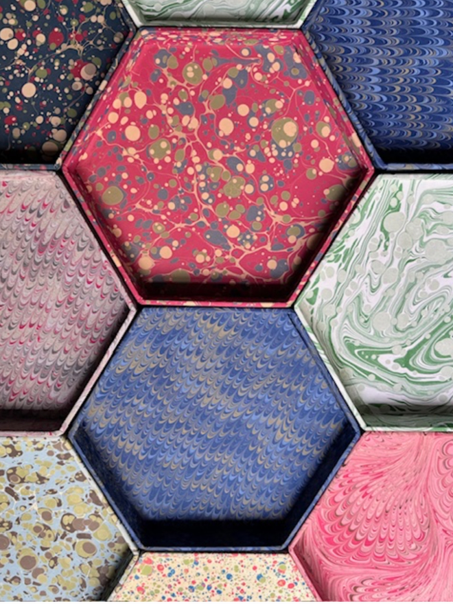 Hexagonal Large Trinket Tray. A selection of available trays.