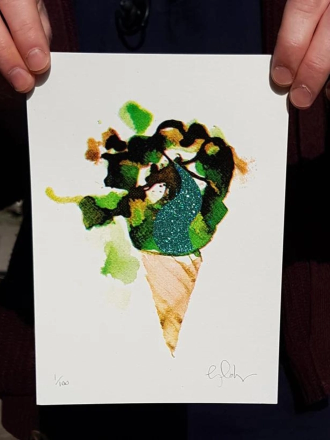 Mini Cornetto Glittered Screen Print