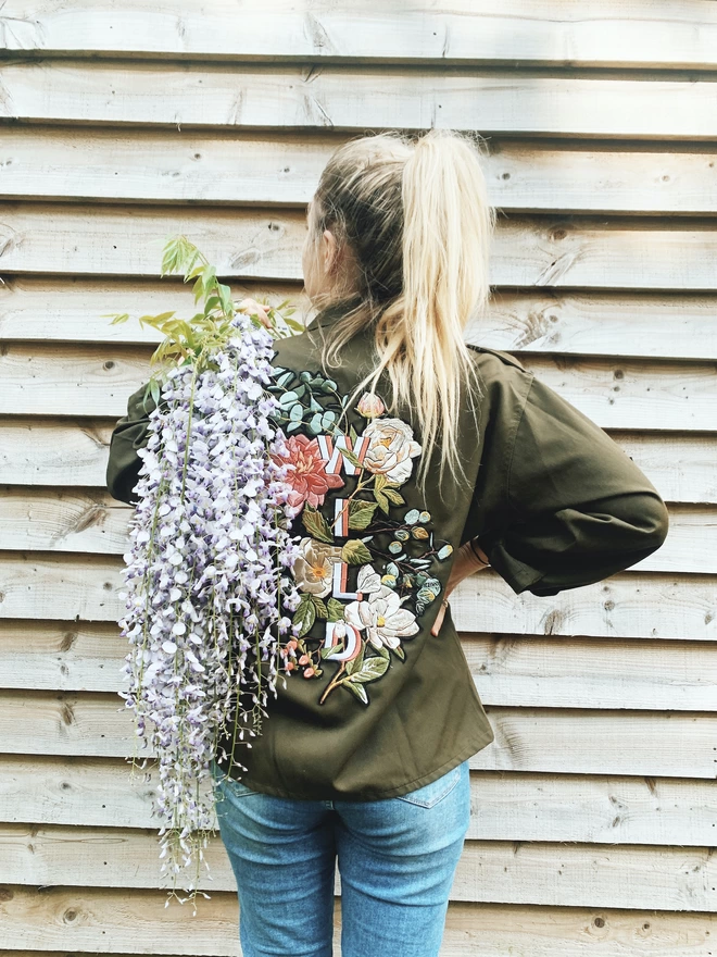 Embroidered army jacket with embroidery