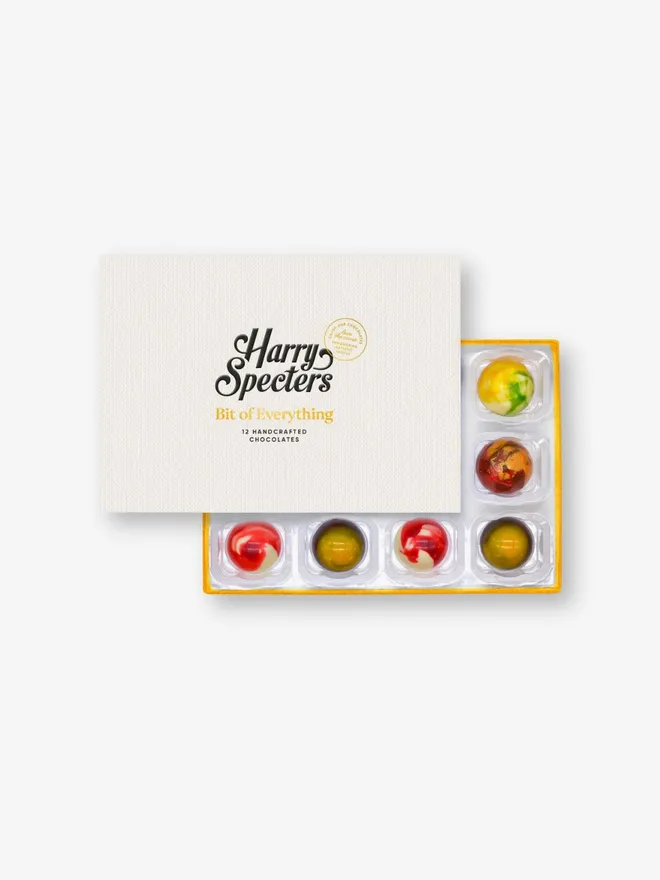 12 luxury summer chocolates in a Harry Specters branded box