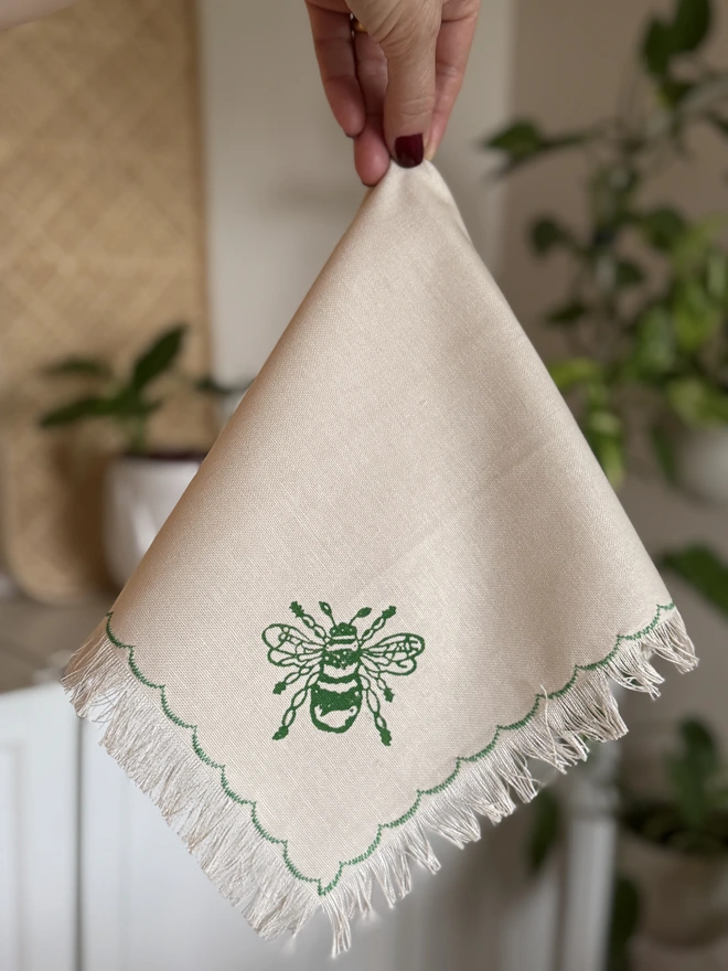 Bee Block Printed Cloth Napkins (Set of 2)