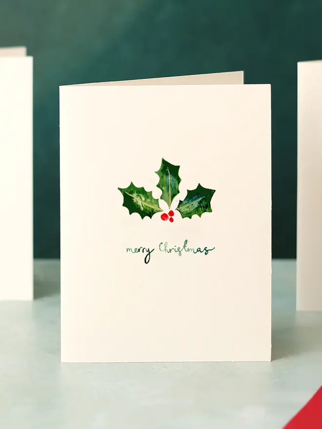 holly illustrated christmas card