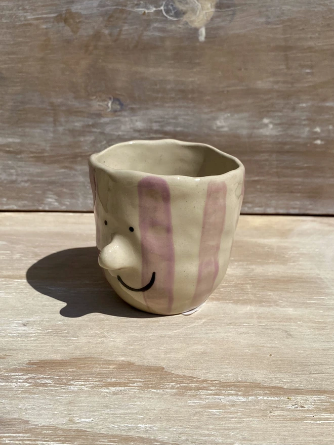 lilac stripe pot - side