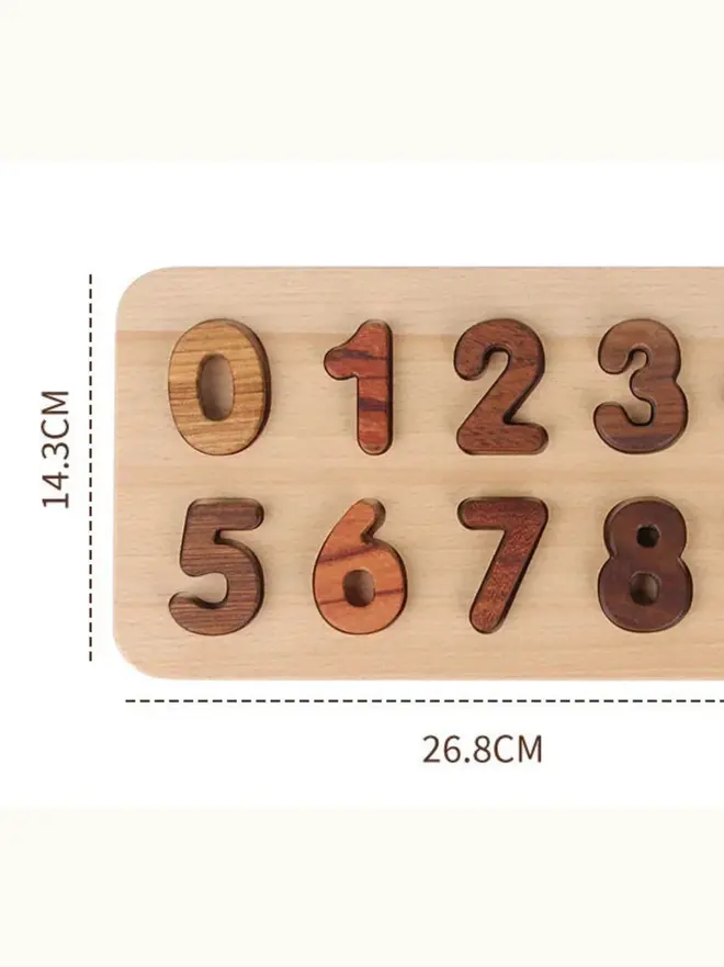 Wooden Number Puzzle Heirloom Toy, on a white background. 