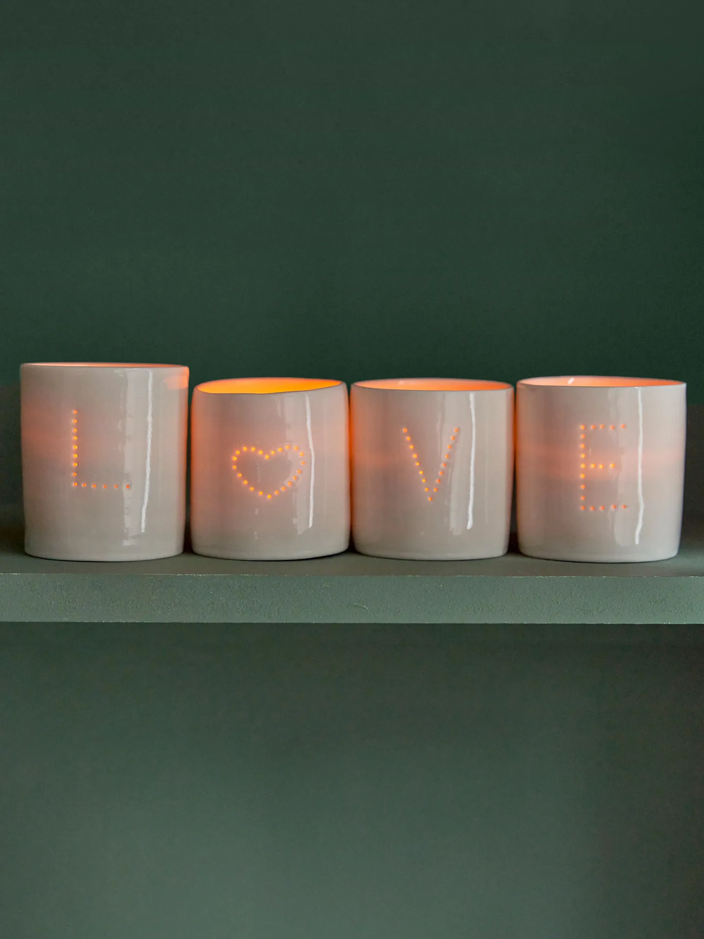 Love Letter Mini Porcelain Tealight Holder Set