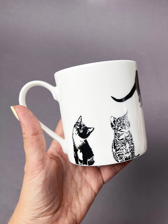 Back of the Molly and Maud mug showing the cute kittens 