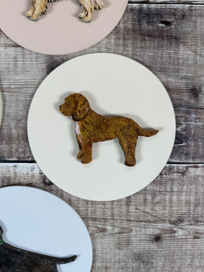 Hand - painted Cockapoo Dog portrait  -dog on pale green background