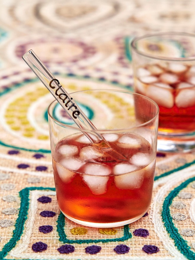 Short personalised glass straw