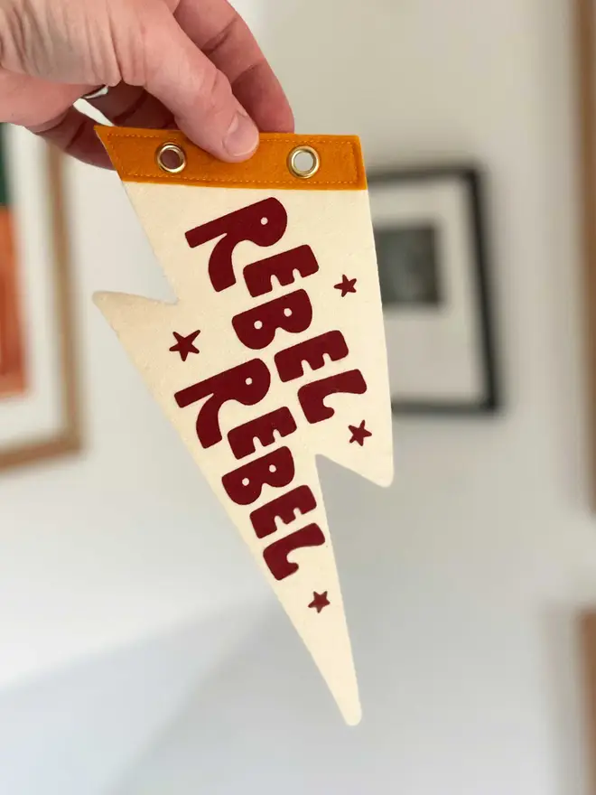 rebel rebel felt mini pennant flag