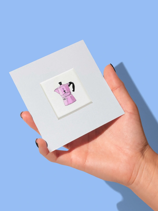 mini art print size example Italian espresso coffee pot maker