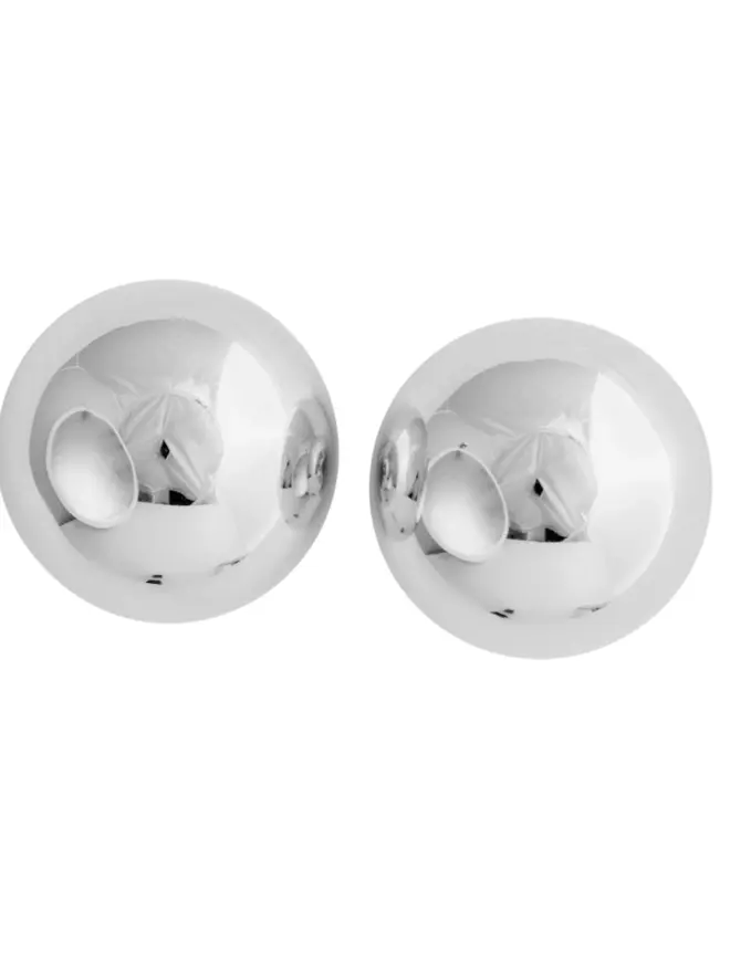 Loel Large Silver Polished Ball Earrings