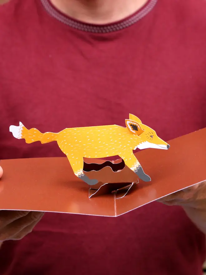 3d fox pop up card