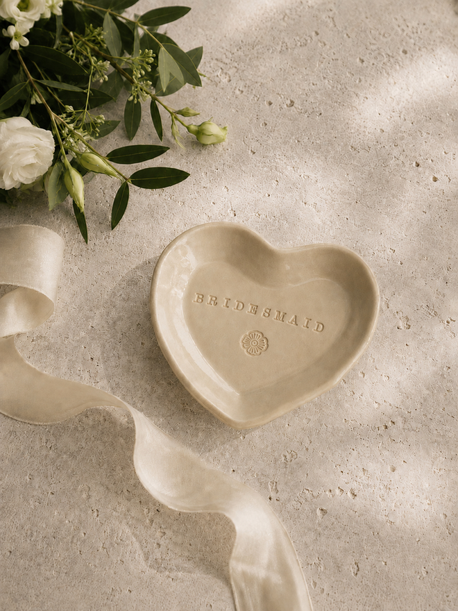 ceramic wedding gift heart trinket dish, jenny hopps pottery