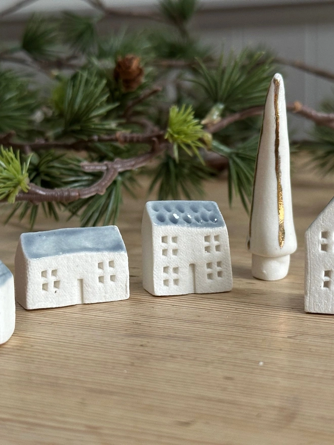 Christmas ceramic house set with tree