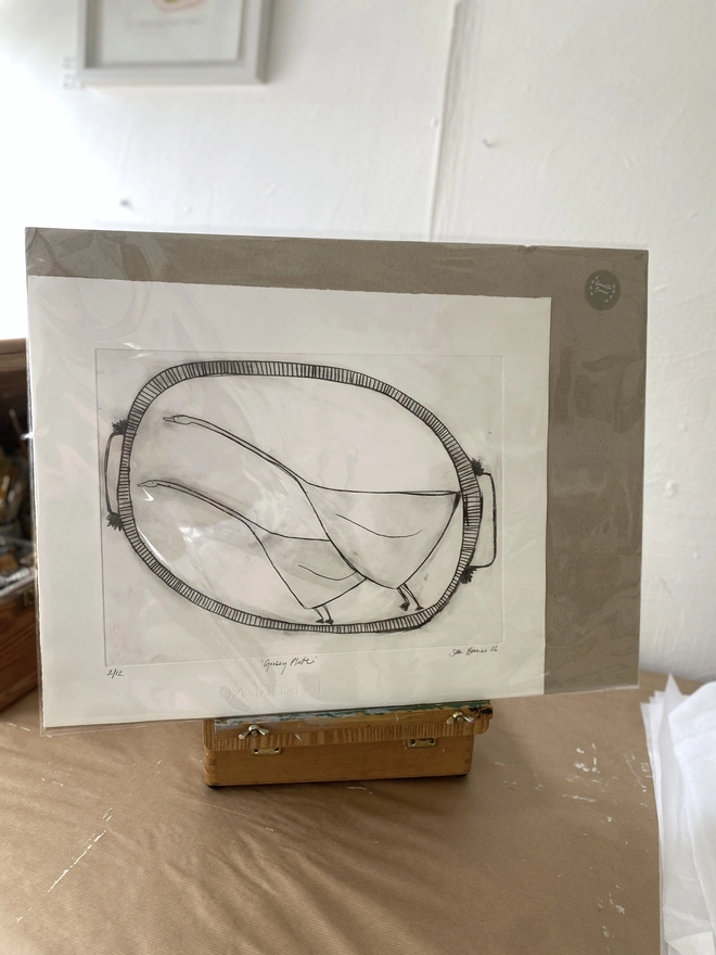 'Goosey Plate'. Large Kitchen Orientated Drypoint Print by Samantha Barnes
