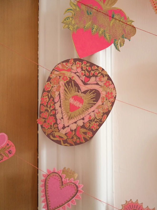 Saint Valentine Heart Sewn Garland