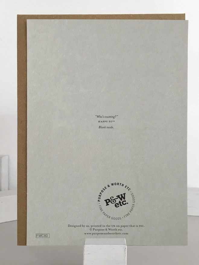 80th Birthday Card Back