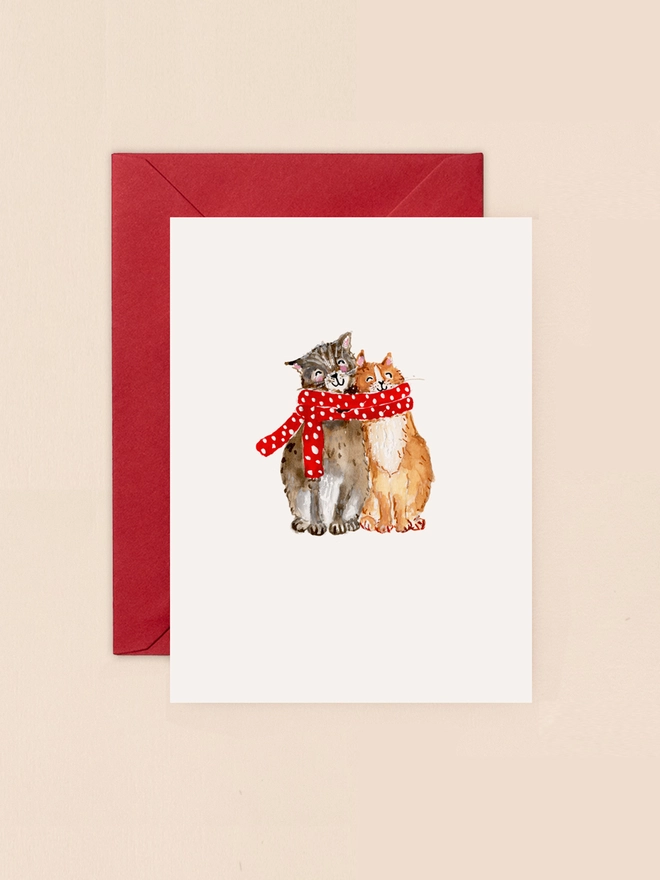 Cosy Cats and Scarf Mini Christmas Card