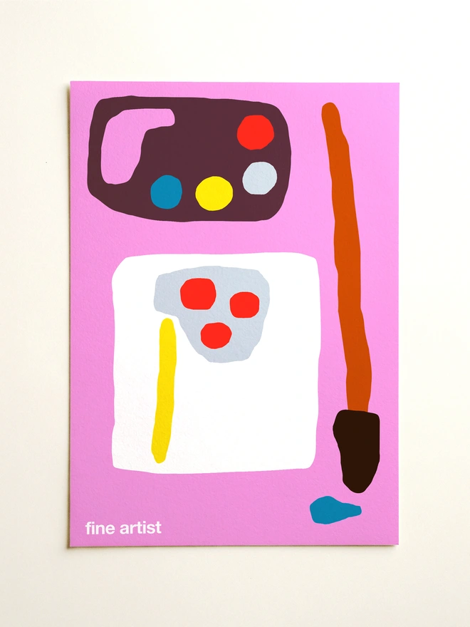 fine artist giclee print in bright pink