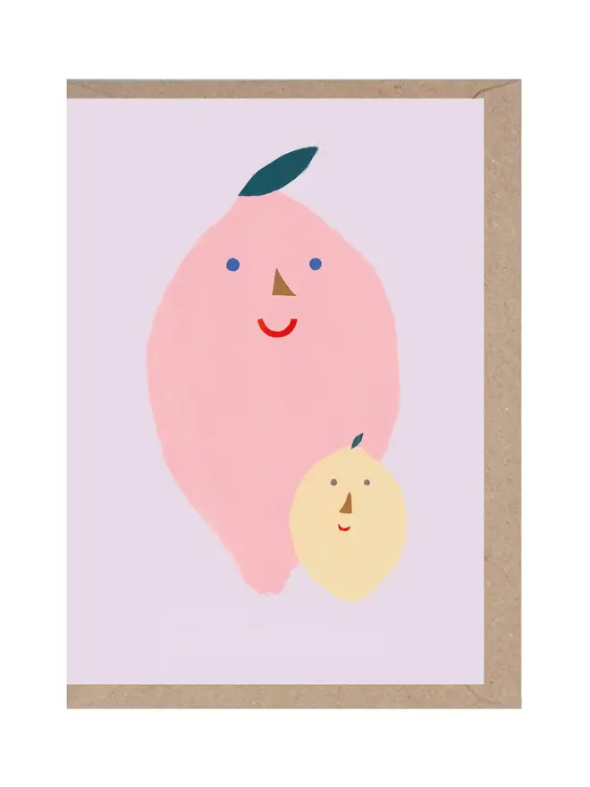 pink yellow lemon illustrated greeting card