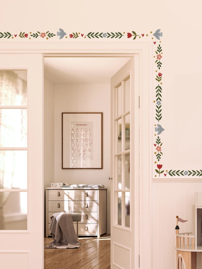 Ducks In A Row Folk Feature Bird Fabric Wall Stickers Girls Bedroom