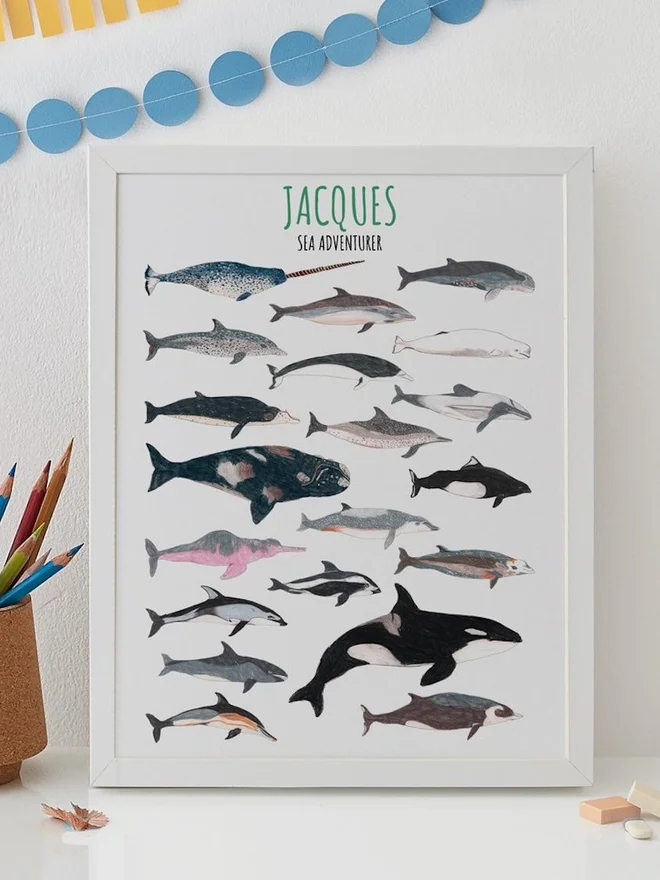 Personalised Whales And Dolphin Print