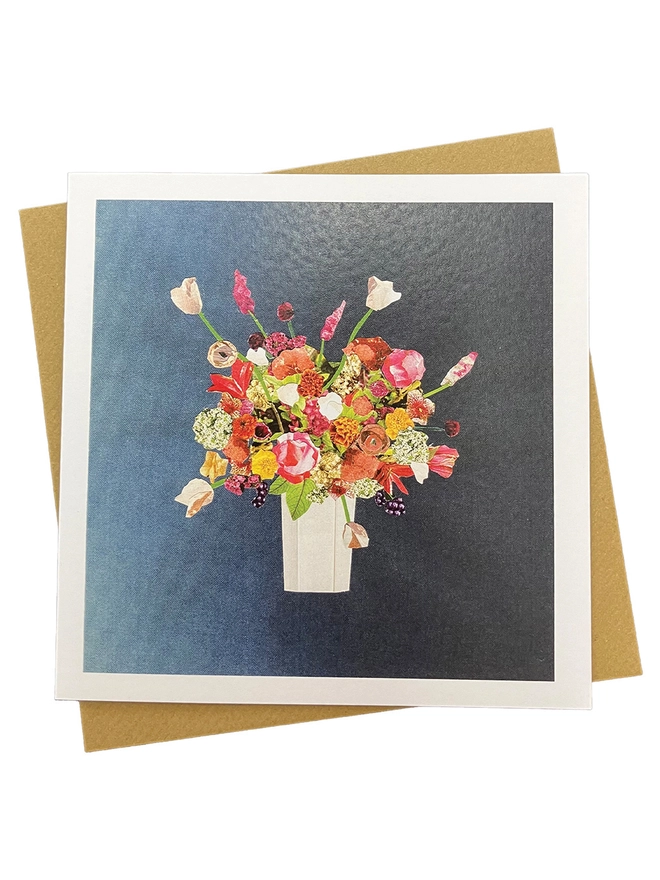 navy bloom greetings card