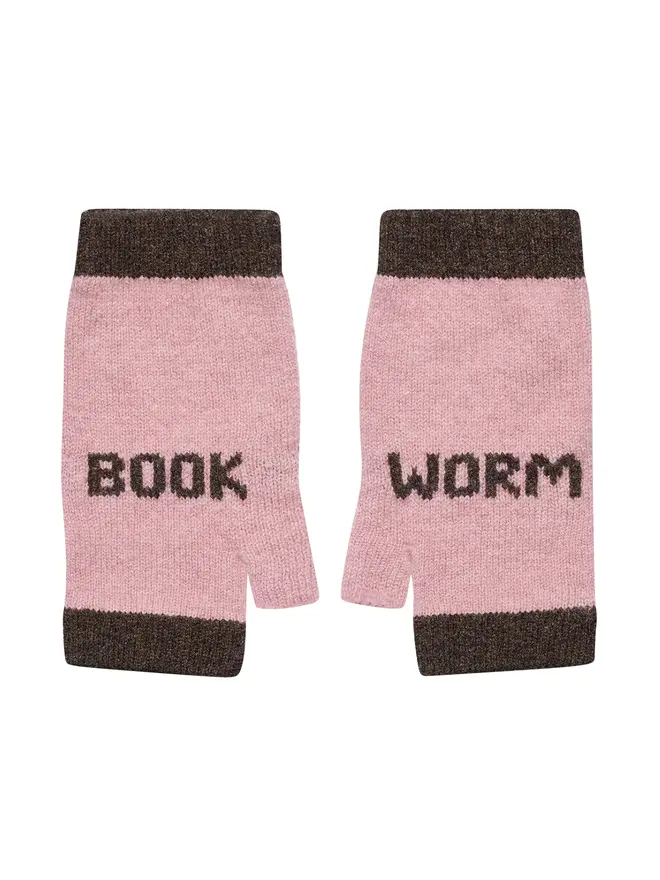 Cut out image of Book Worm Mittens in Calamine & Cocoa 