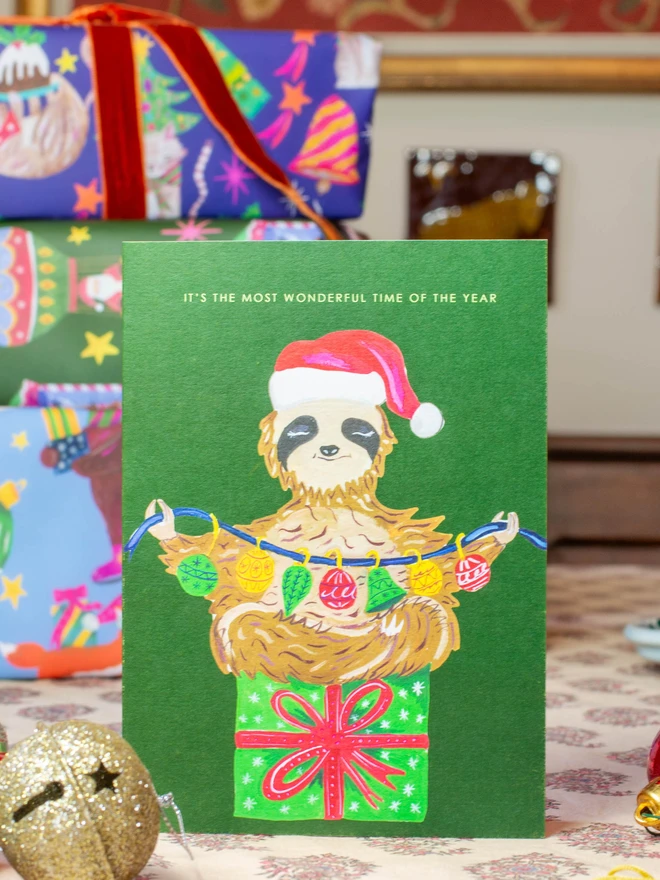 sloth xmas card