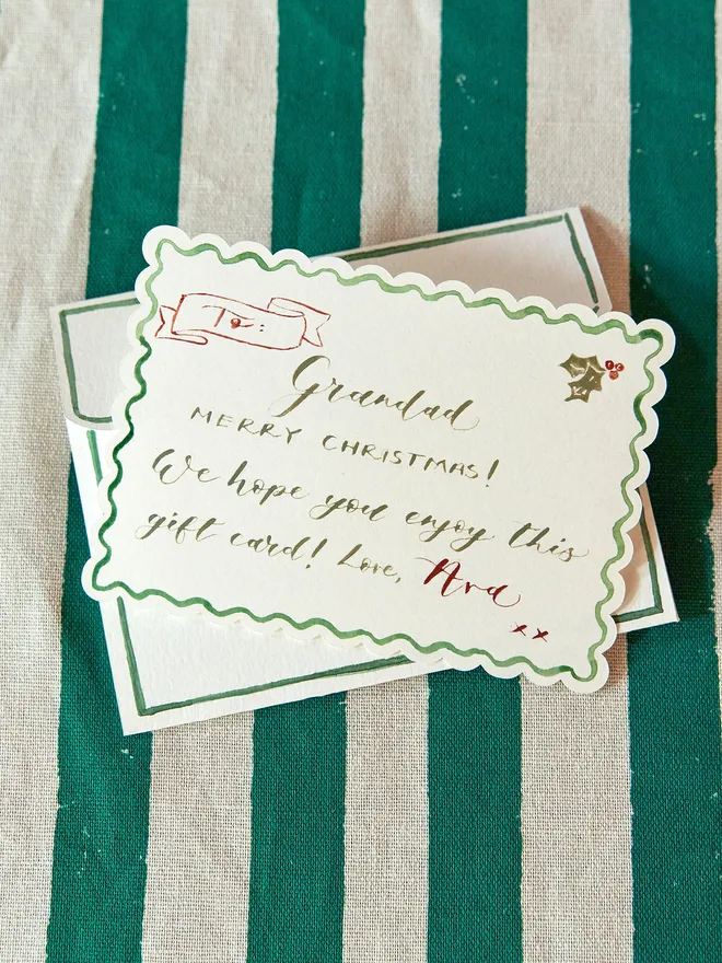 Cream and Green Calligraphy Gift Voucher