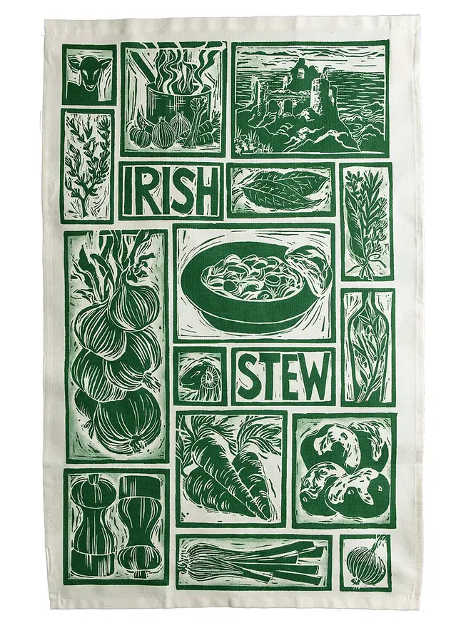 Irish Stew Illustrated Recipe Tea Towel
