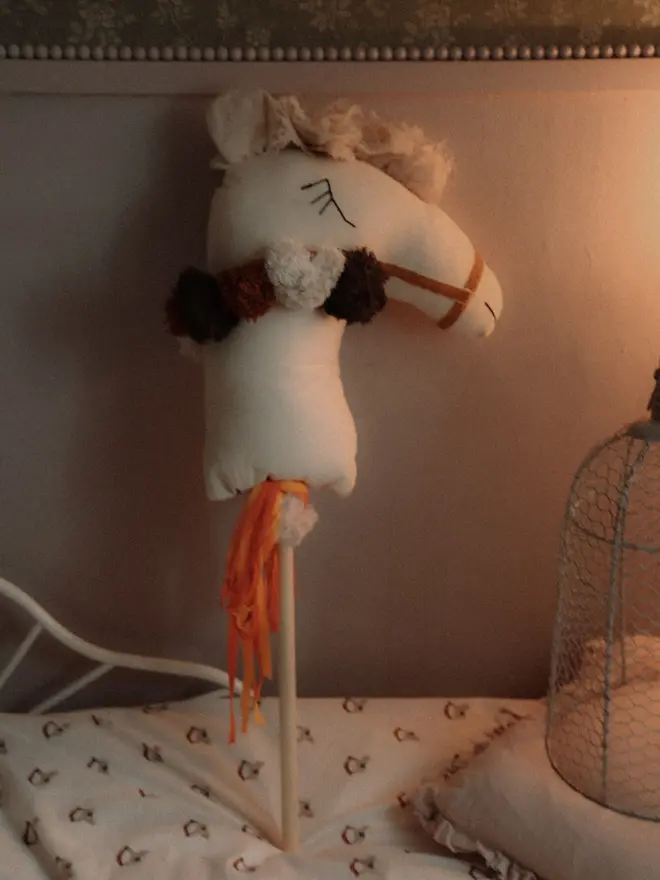 Cotton Llama Hobby Horse Toy, Handmade Stick Toy, Nursery Decor