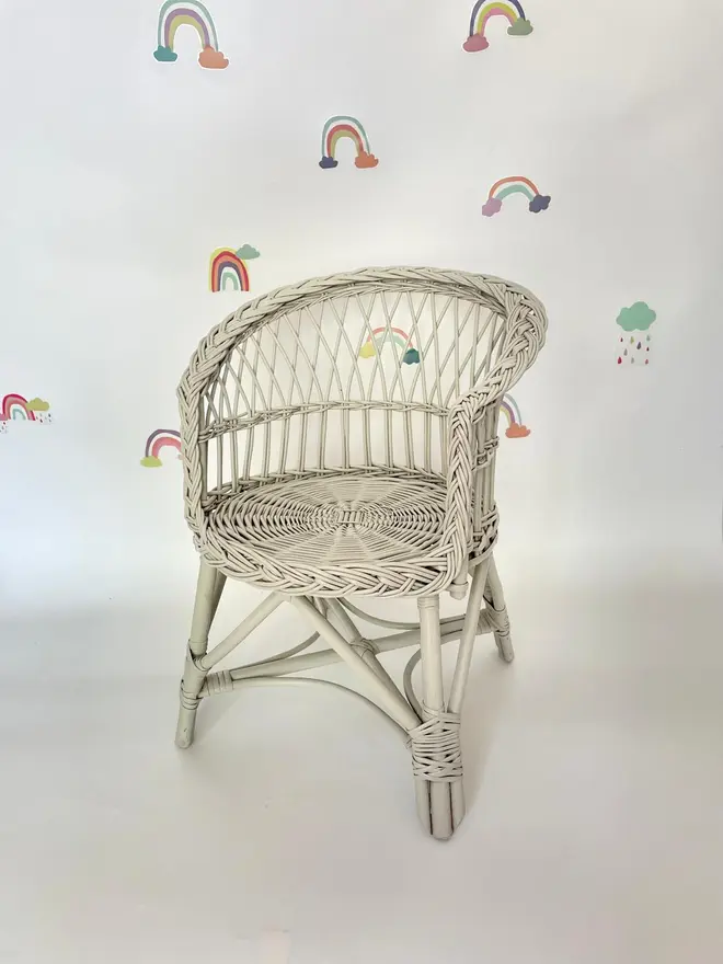 Kids Wicker Chair-Light Grey