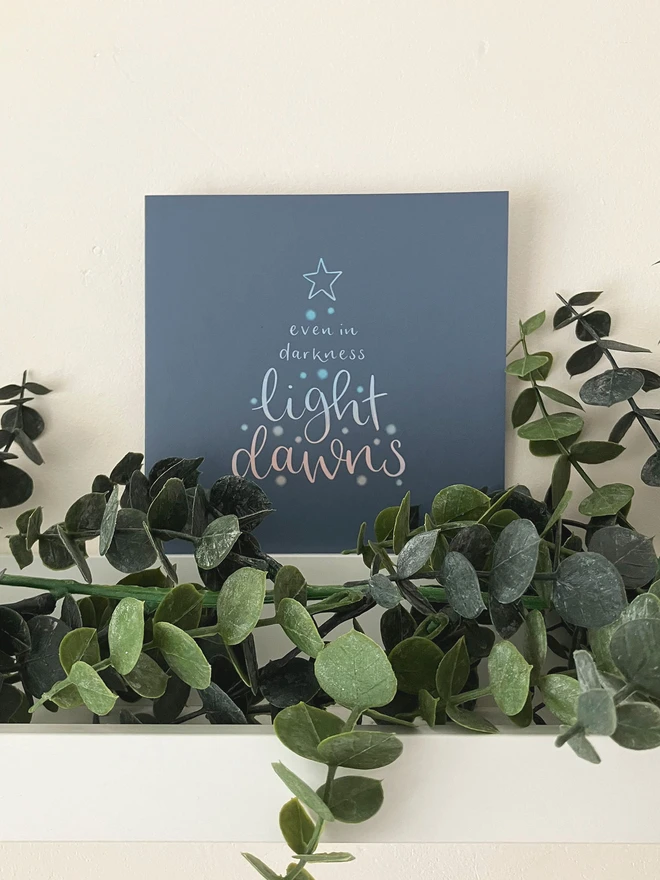 light dawns navy christmas tree card