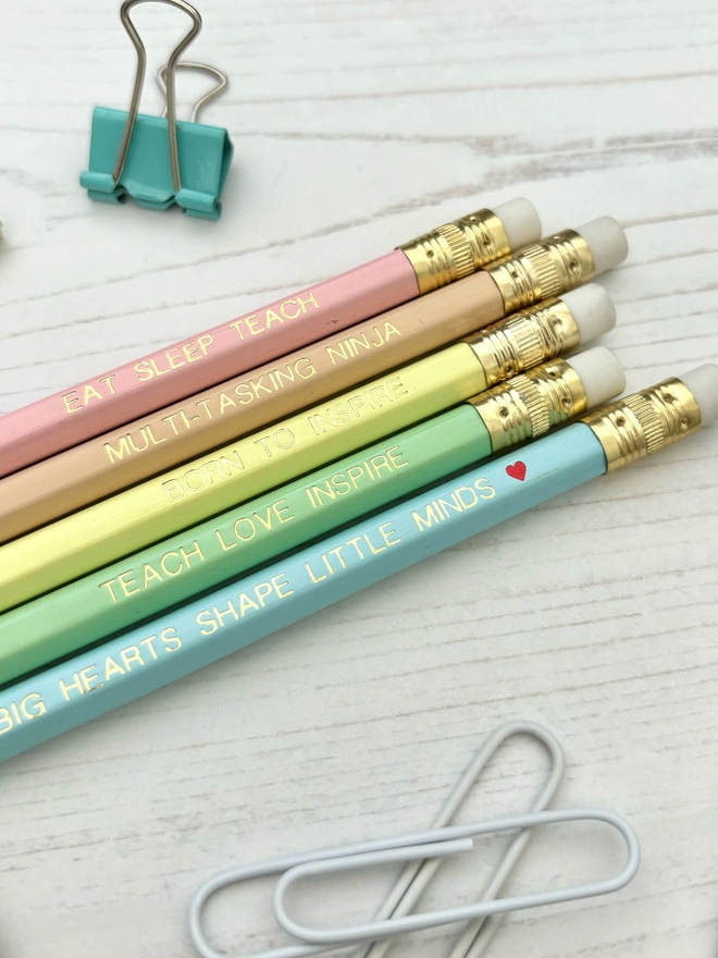 Inspiring Teacher Pencil Set Pastel Colours (Set of 5)