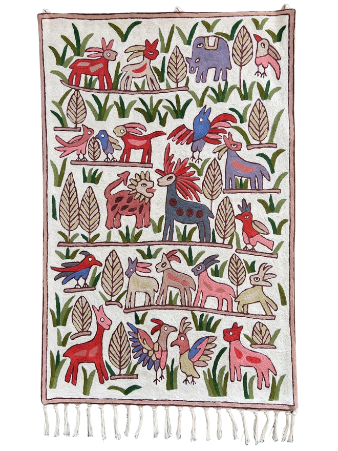 Moppet Hand-embroidered animal jungle safari children's wall hanging tapestry Tulian 
