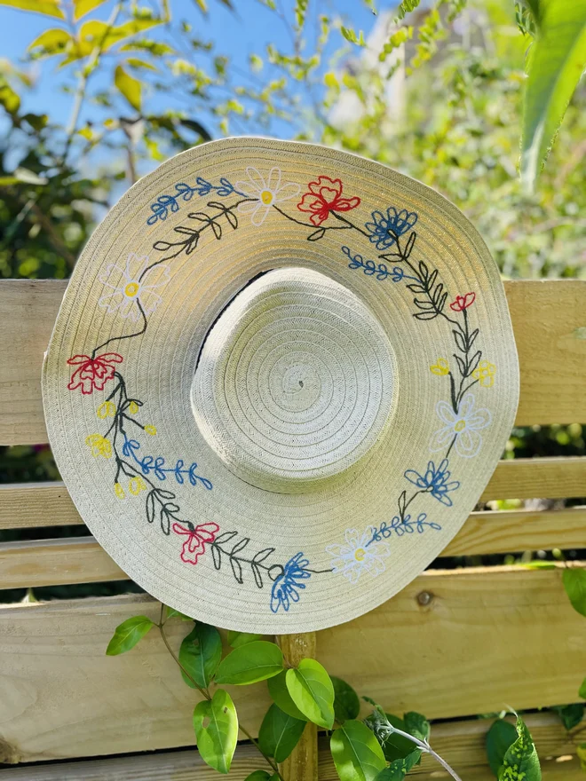 Embroidered Floral Sun Hat