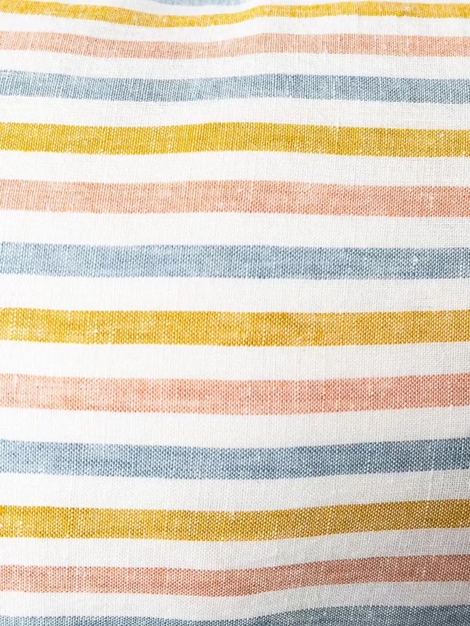 Lumbar cushion in 'Seaside Stripe' close up of pattern