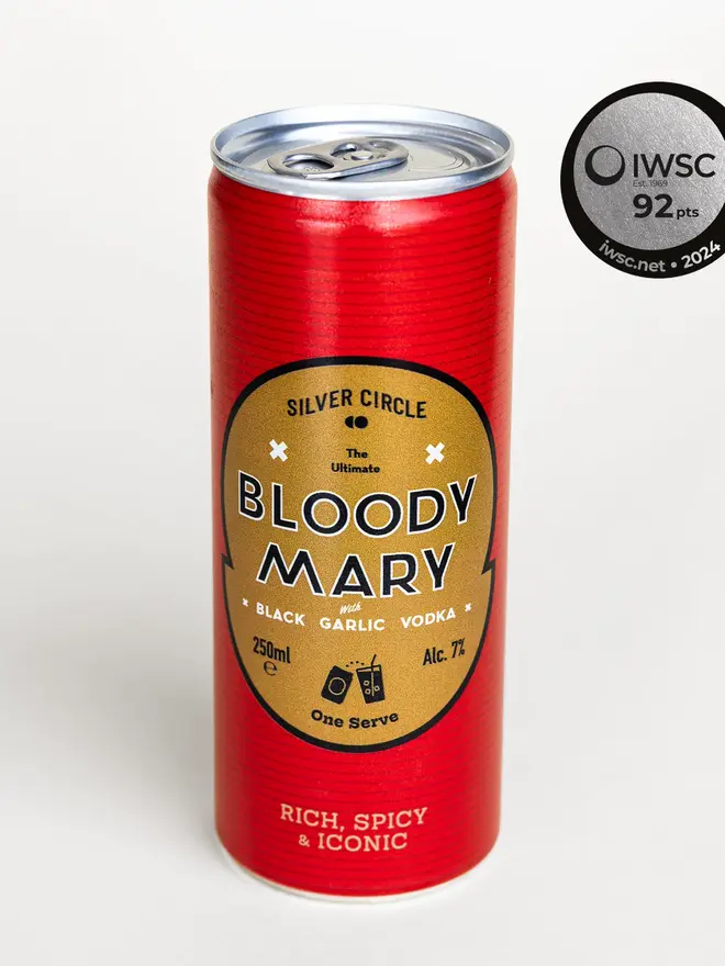 Ultimate Bloody Mary In A Single Serve Can, can of bloody mary in a white surface. 
